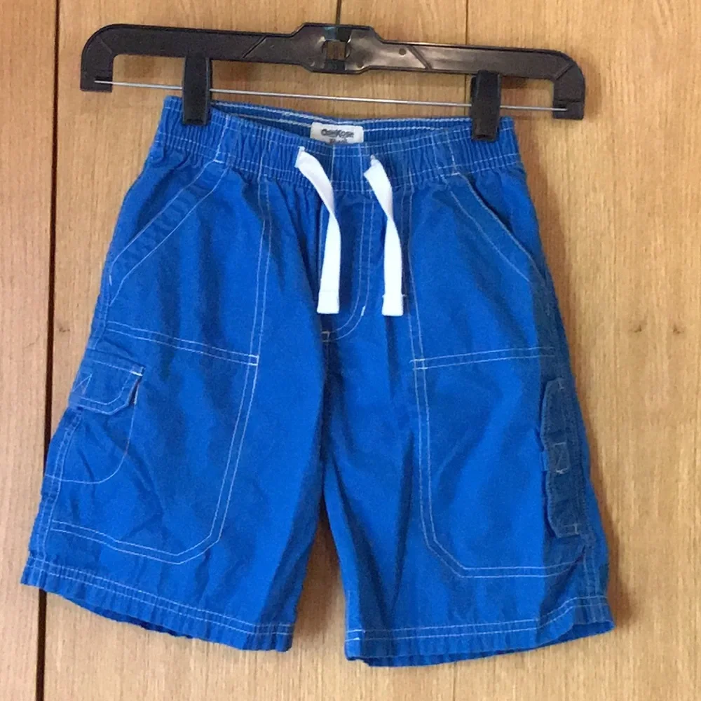 OshKosh BGosh size 7 royal blue pocket cargo cotton poplin pull on shorts